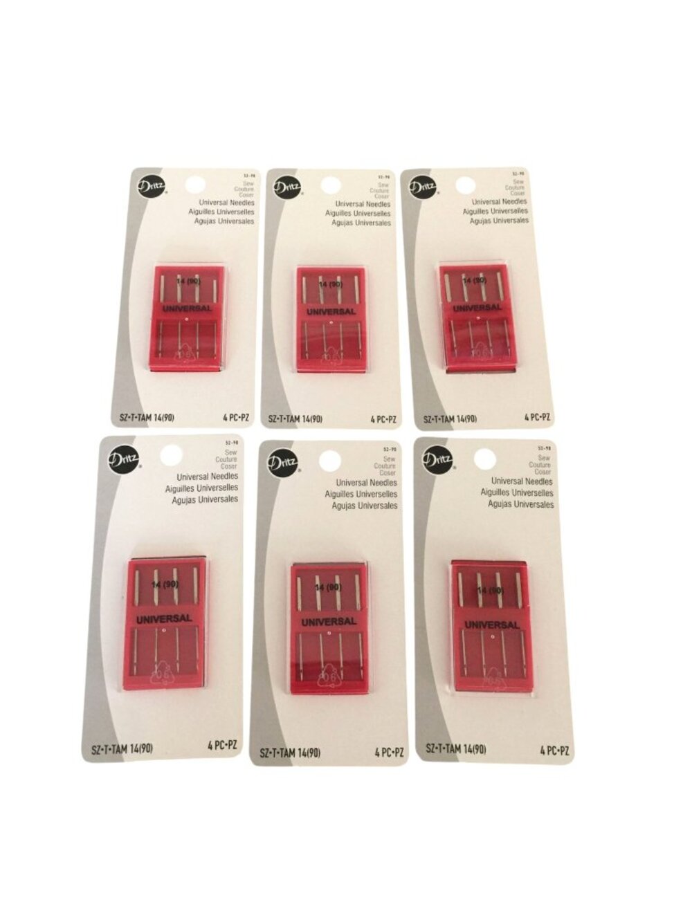Dritz Universal Sewing Machine Needles 14 (90) SZ-T-TAM Set of 4 Box of 6
